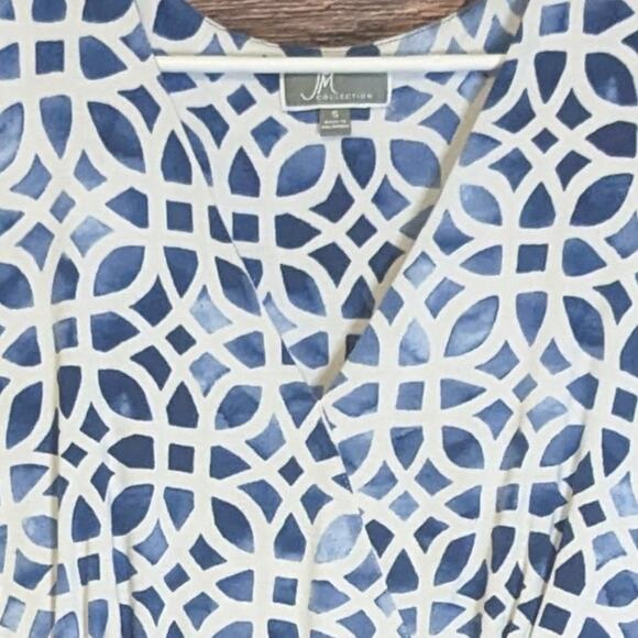 JM Collection Small NWOT Blue and White fall. office resort wear dress. - Picture 2 of 3